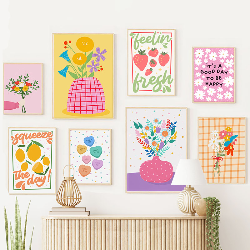 Florist Supply Vases - Florero bohemio, flores, hojas, limón, fruta,