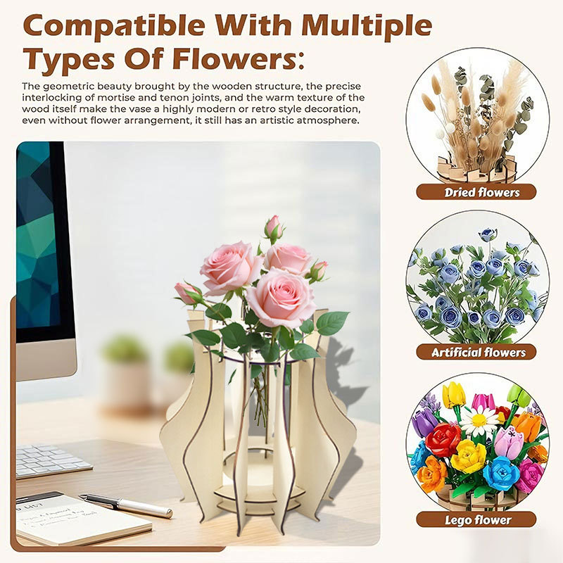 Jarrón de madera tipo rompecab - Florist Supply Vases reseña y precio